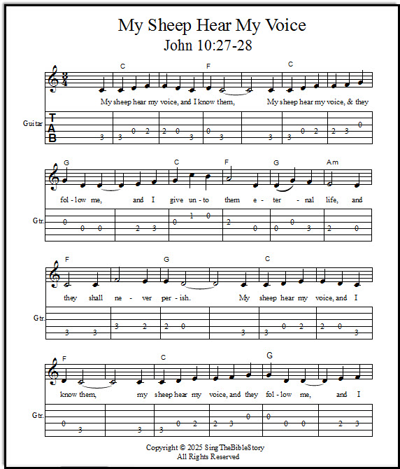 Guitar tabs for scripture song