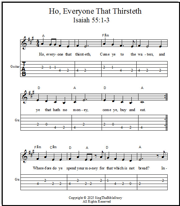 Guitar tabs for Isaiah 55 song