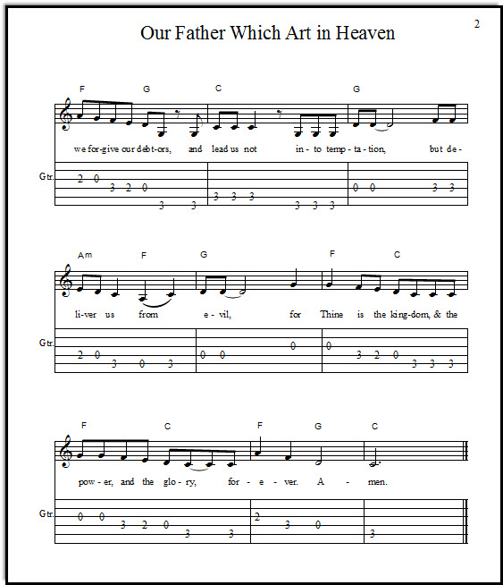 Our Father song for guitar